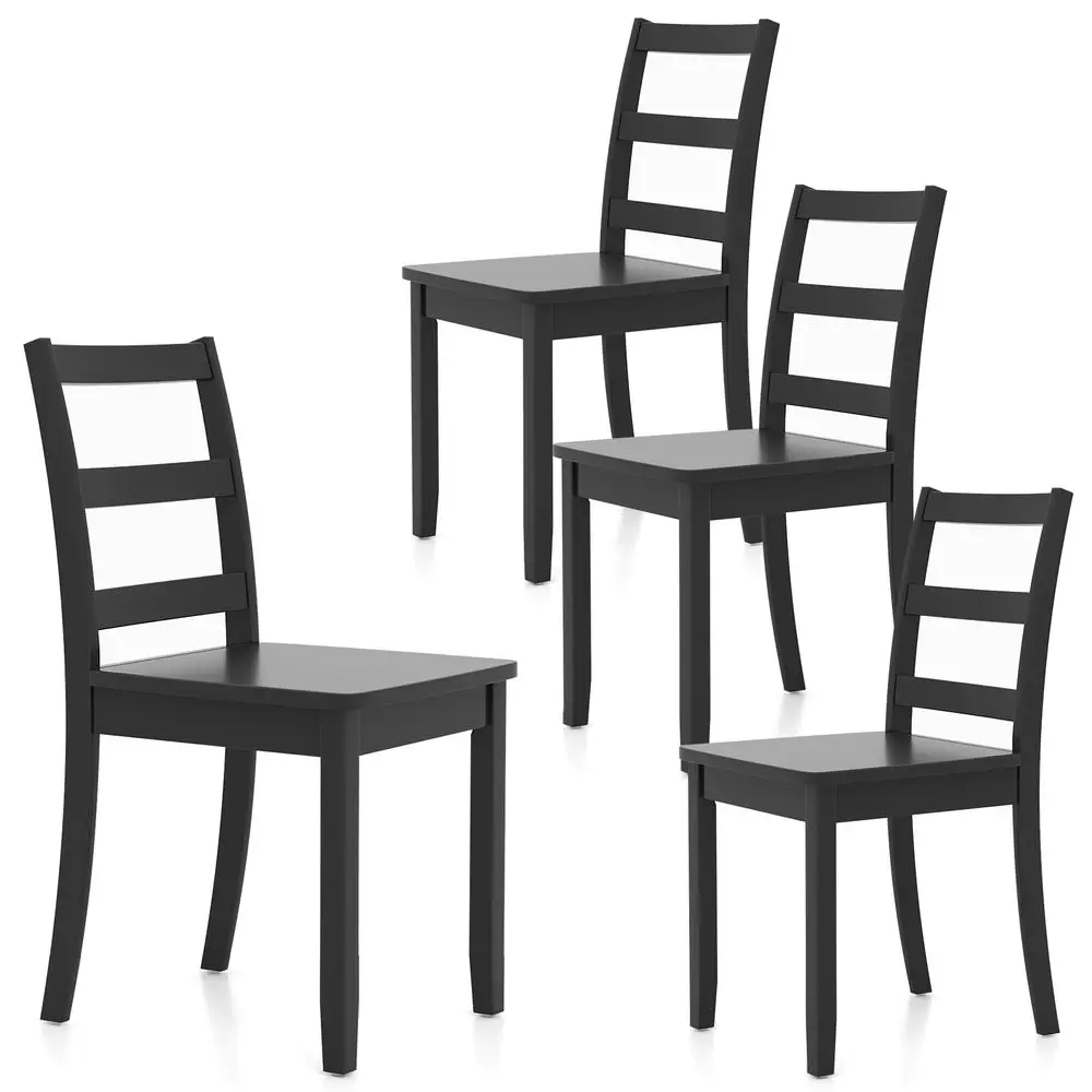 Dining Chairs Set of 4, Ladder Back Side Chairs with Solid Rubber Wood Legs amp NonSlip Food Pads, 4Pack SpaceSaving Armless Di