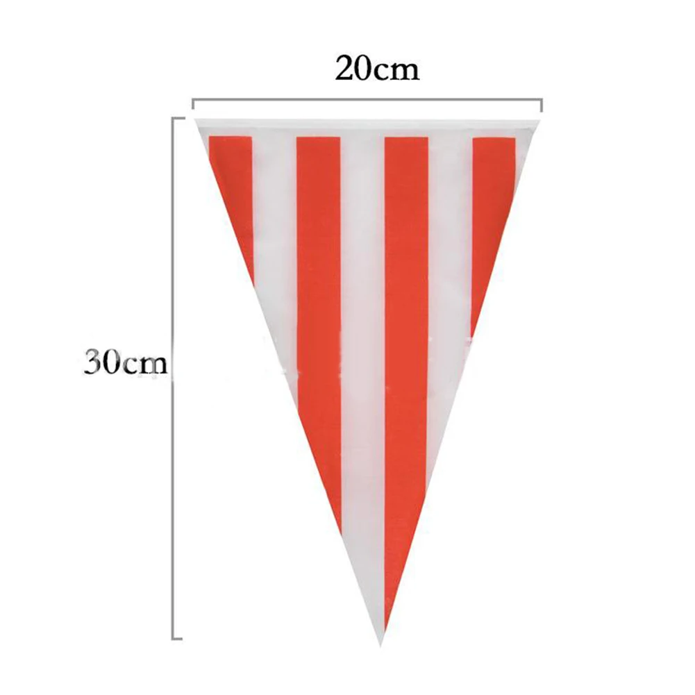 

10/30M Carnival Themed Party Pennant Banner Plastic Red White Striped Triangle Bunting For Circus Birthday Party Home Decor