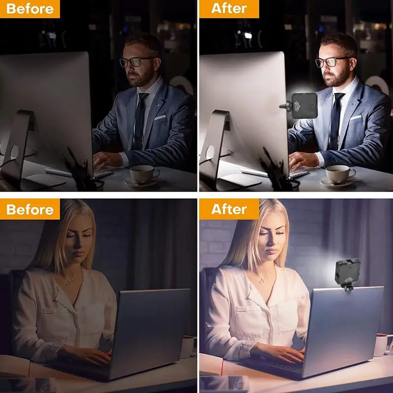 Lampe LED avec clip sur ordinateur portable, éclairage pour vidéoconférence, webcam n'aime, demandes de renseignements, diffusion en direct, YouTube