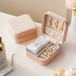 Bolsa de joyería de viaje portátil para mujer, Mini caja de almacenamiento para pendientes, organizador de collares, soporte para el hogar, exhibición de accesorios para mujer
