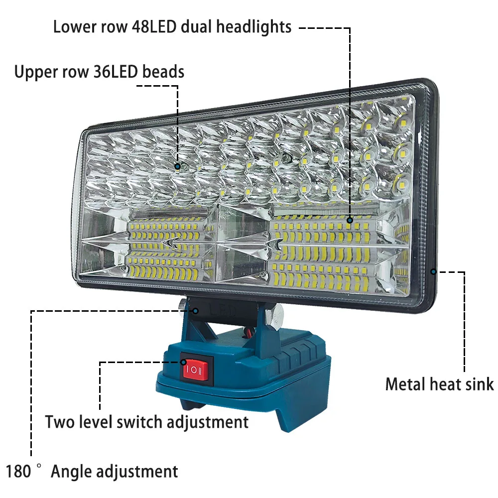 LED-Arbeitsleuchte 3/4/8 Zoll für Makita 14,4 V 18 V Li-Ionen-Akku-Lampe mit USB-Außentaschenlampe, Laterne, Camping-Notlicht – Detail 11