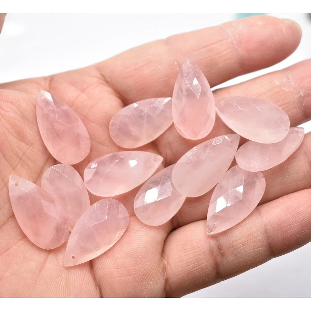 Großhandel 12 Stück/Set Modische Qualitäts-Natursteine in Tropfenform, facettiert geschliffen für Schmuckherstellung, Armband- und Halskettenzubehör – Detail 7