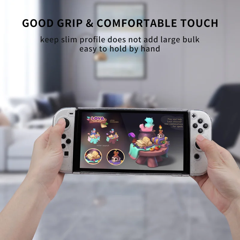 ソフトtpuクリスタルグリッターケーススイッチoledビデオゲームコンソール透明保護カバースイッチlite oledシェルスキン