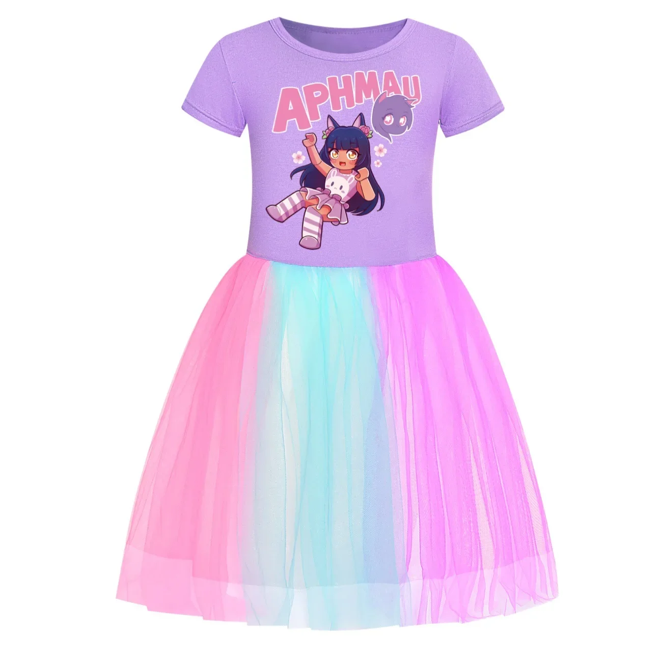 APHMAU-vestido de princesa plissado para crianças, saia de manga curta para bebês, vestidos de noite infantis, bolsa fofa, verão