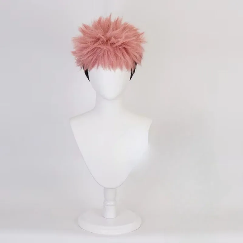 Anime Itadori Yuji Cosplay Wig Short Hair High Temperature Silk Rose Inner Mesh Wigs and Cap