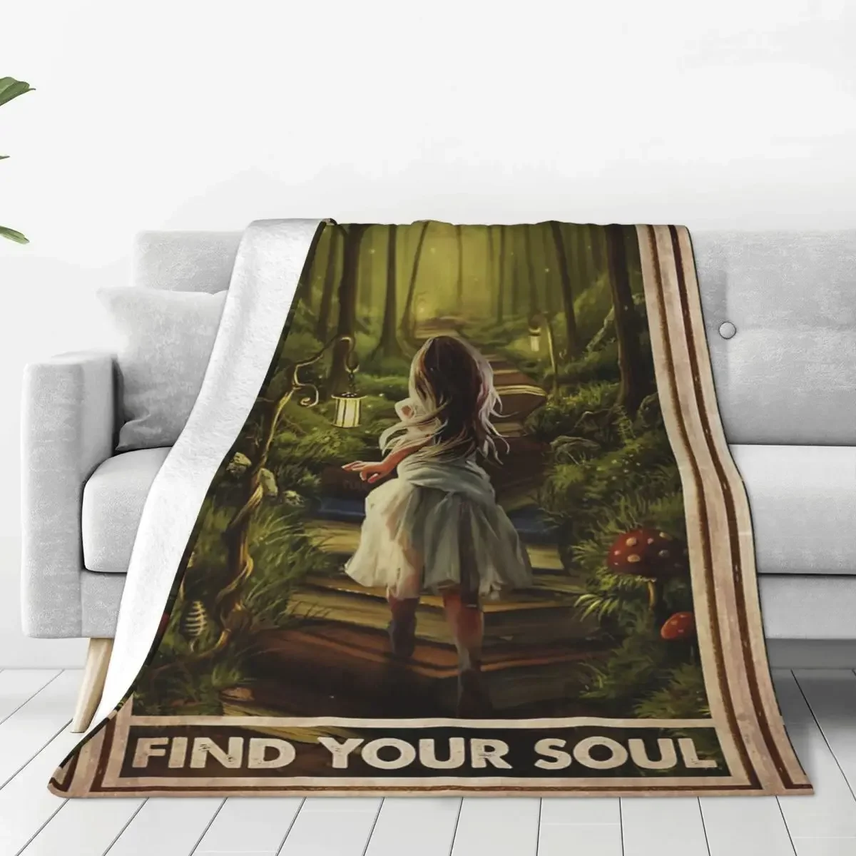 Girl The Running Into Book Path Blanket Flannel Summer Air Conditioning Ultra-Soft Throw Blankets for Bedding Outdoor Bedspread