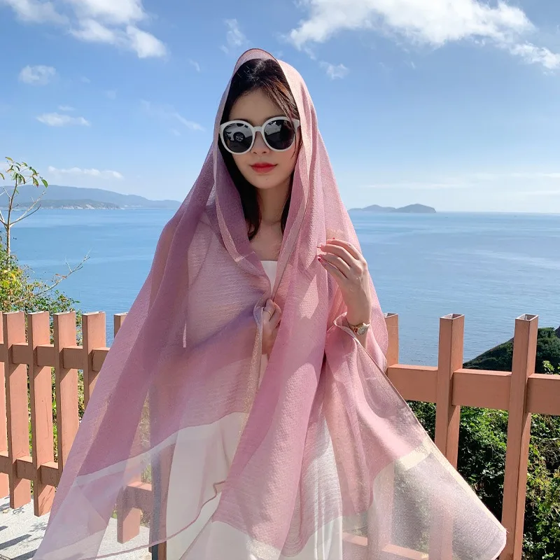 Lightweight Breathable Women Sun-proof Shawl Summer Sun Protection Wrap Fashion Solid Color