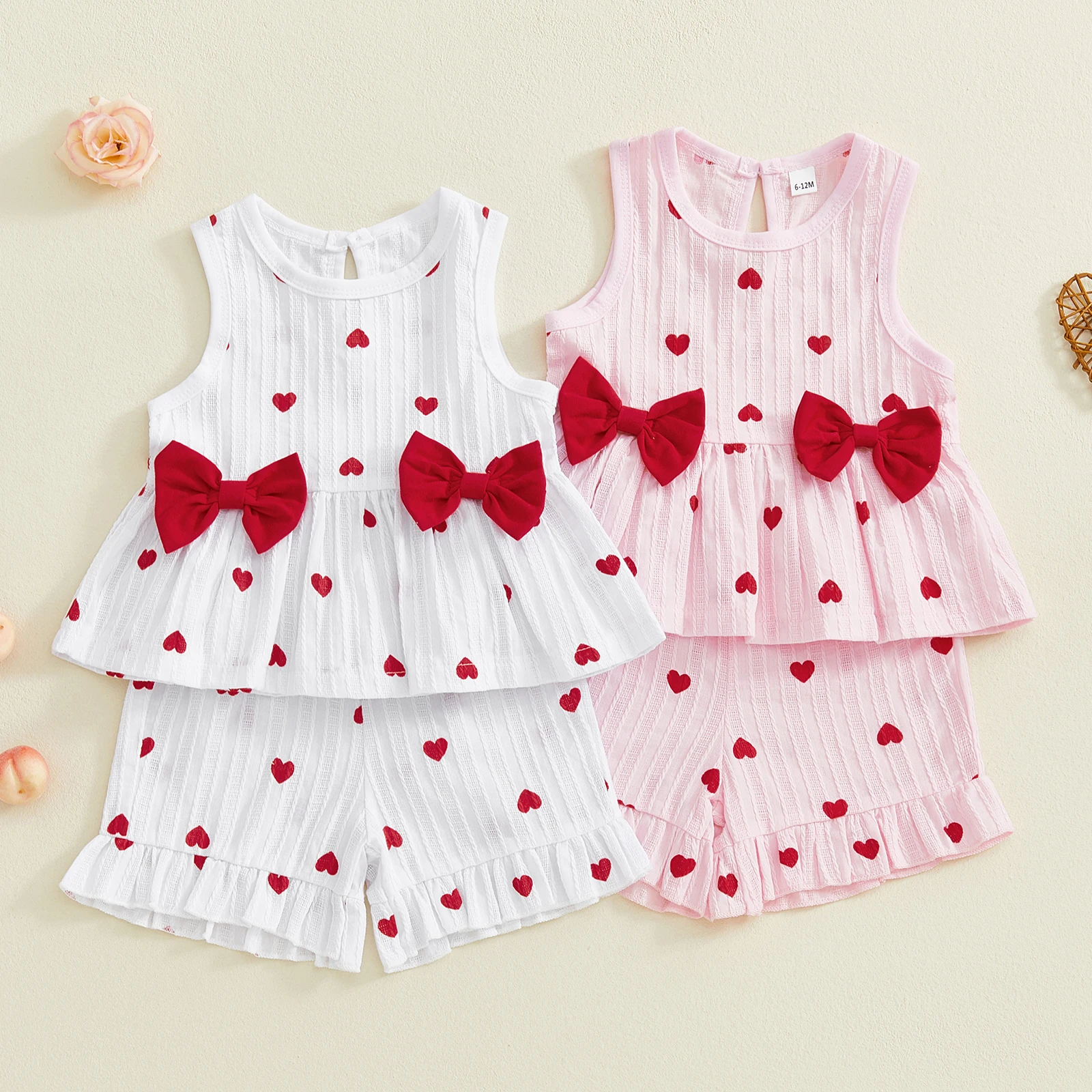 1-5Y Girls Summer 2 Piece Outfits Berry Print Sleeveless Round Neck Tank Tops Ruffled Shorts Set Sweery Girls Clothing Set