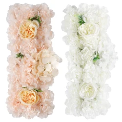 White Artificial Silk Flower Wedding Aech Decoration Flower Wall Road Guide Outdoor Wedding Arch Fake Flower Home Deco