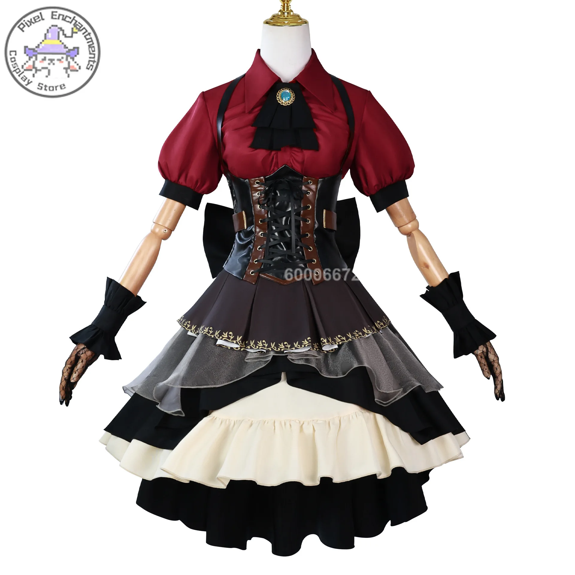 Anime Ave Mujica Wakaba Mutsumi 코스프레 의상 레이스 트림 + 러플 스커트 풀 세트 고품질 역할 놀이 의류 (여성용)