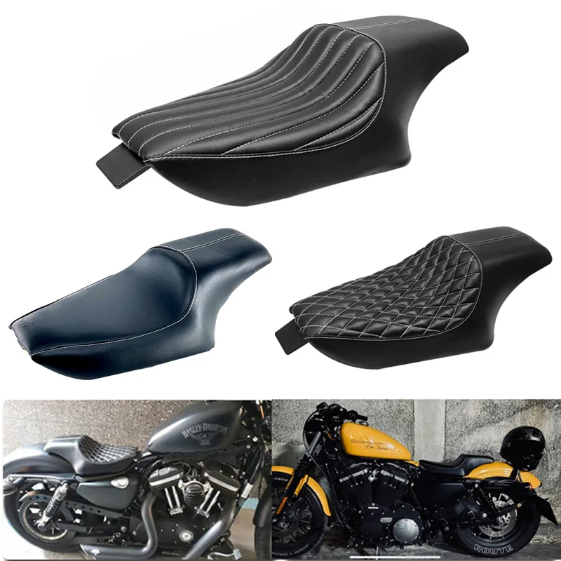 Motorcycle PU Leather Two Up Driver Front Rear Passenger Seat For Harley Sportster Iron XL 1200 XL1200 XL1200N XL1200C XL1200X