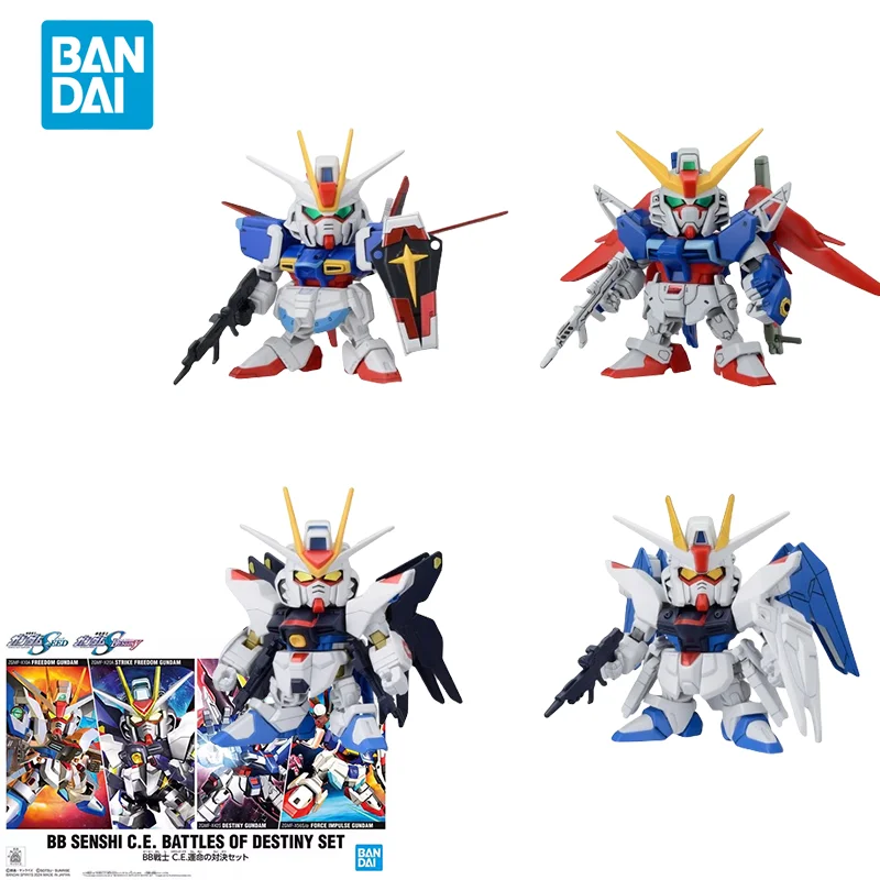 Bandai Original GUNDAM Anime Model BB SENSHI C.E.BATTLES OF DESTINY SET Action Figure Assembly Model Toys Gifts for Children