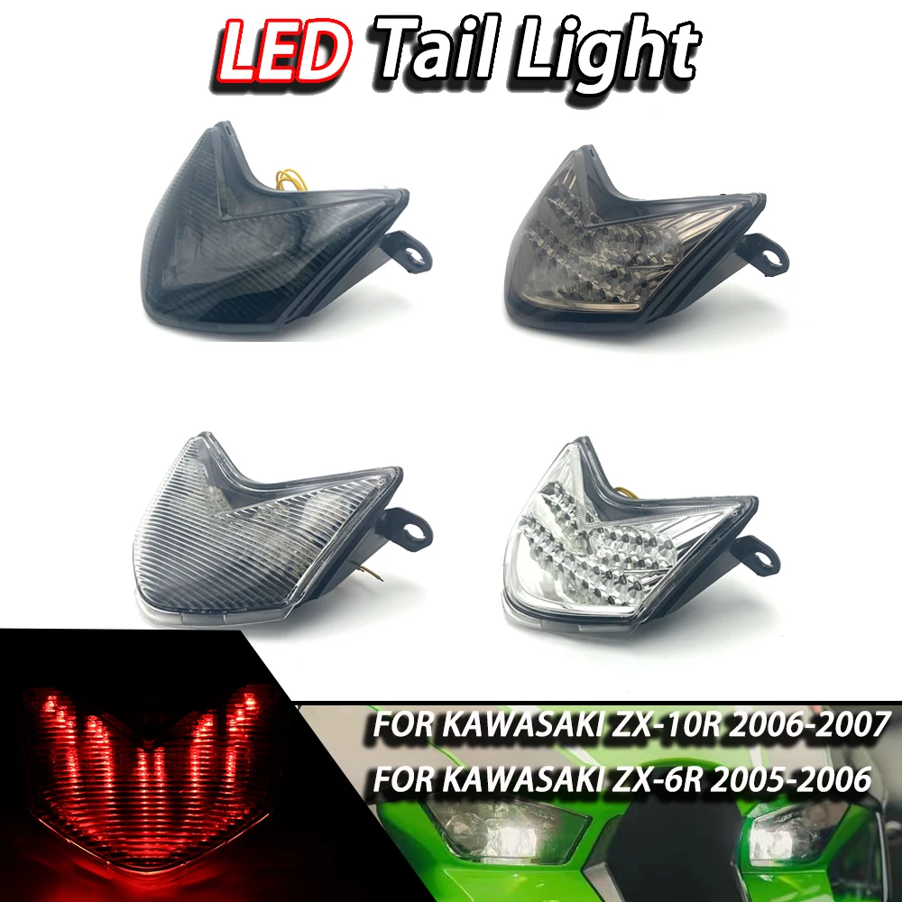 

FOR KAWASAKI ZX-10R ZX10R 2006 2007 ZX-6R ZX6R 2005 2006 Motorcycle Smoke LED Rear Turn Signal Tail Stop Light Lamp Integrated