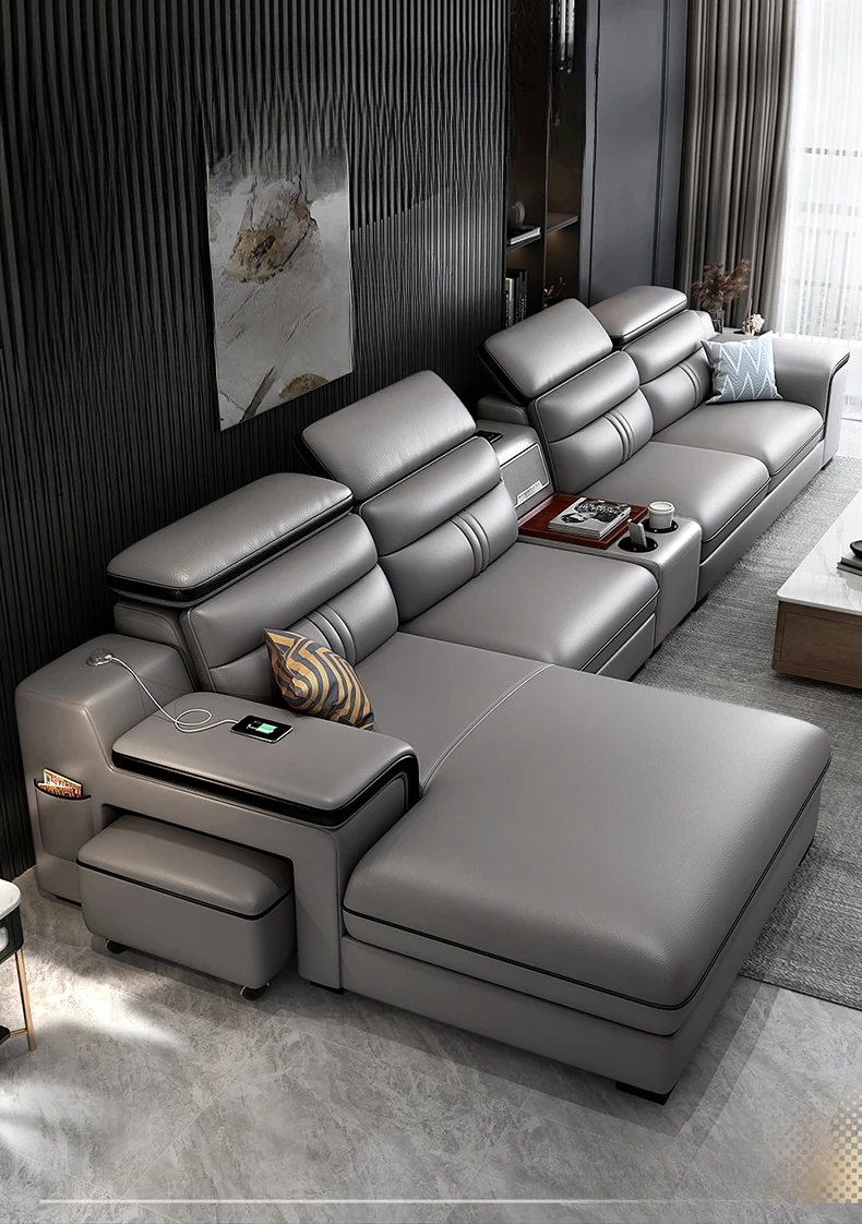 Leather sofa first layer cowhide modern simple luxury living room size apartment imperial concubine leather sofa combination su