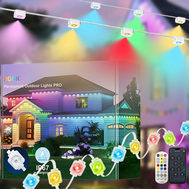 

Постоянное наружное освещение Inteligentecon Aplicación Bluetooth Cadena De Luces LedRGB Luces Musicales DIY Decoración De Dormitorio