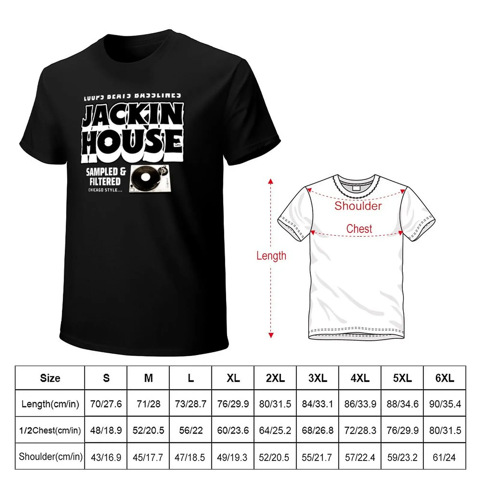 JACKIN HOUSE- Loops Beats Basslines T-Shirt graphic t shirts Blouse Short sleeve mens t shirts casual stylish