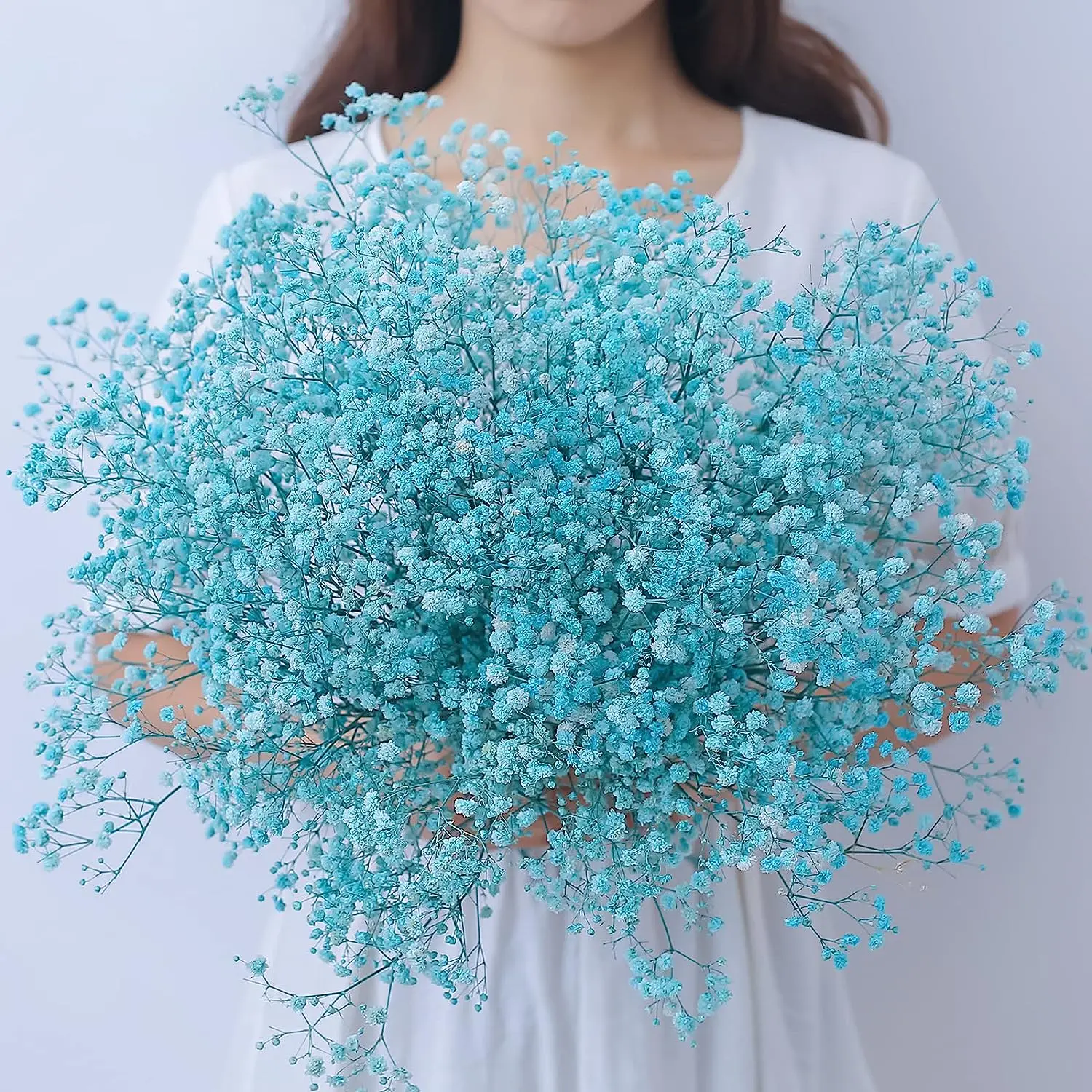 

Blue Dried Baby's Breath Bouquet,Over 2000 Flowers - Perfect for Home Decor, Weddings, DIY Floral Projects, and Christmas Decor