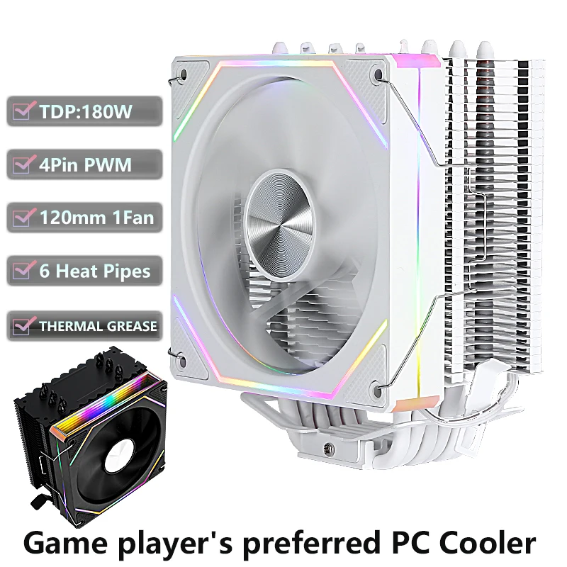 Fan 120mm CPU Efficient Processor Cooler 4/6 Heat Pipe Air-Coole Installing LGA115x 1200 1700 1366 2011 x79 x99 AM3 AM4 AM5 AMD