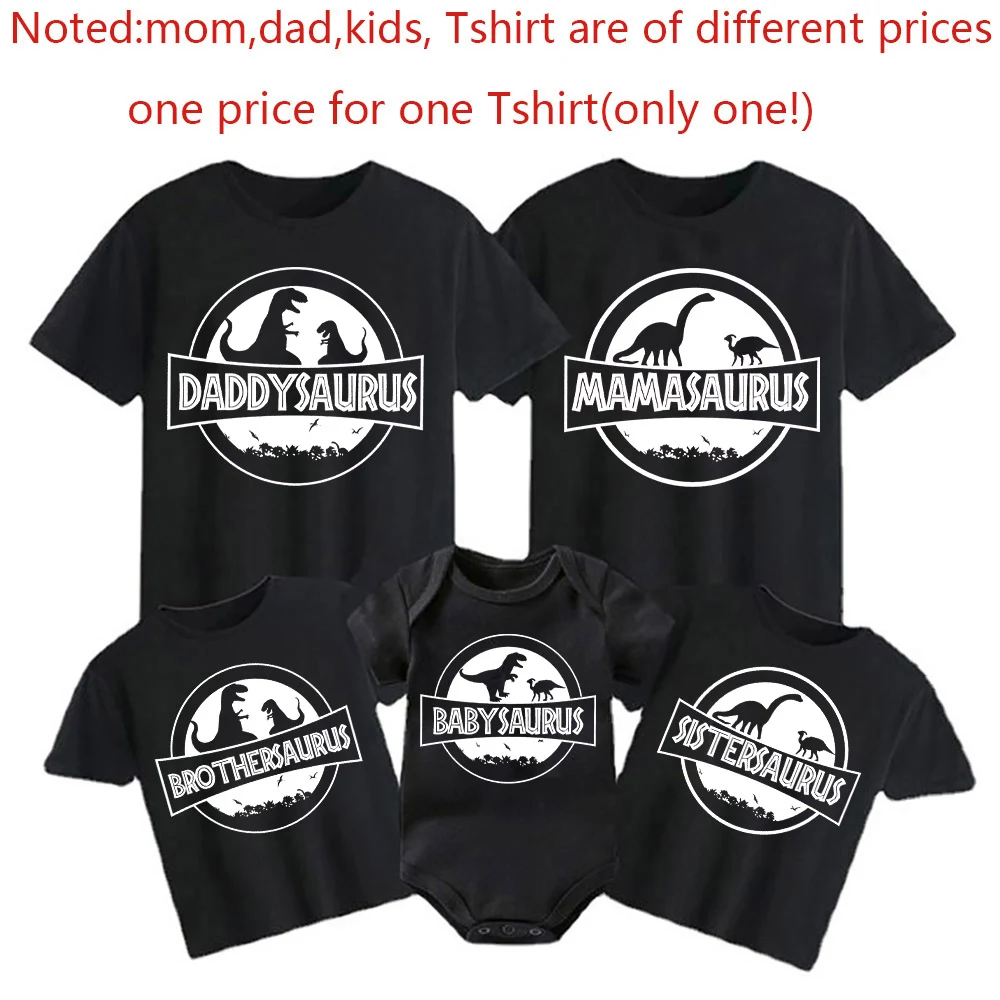 Family Matching Outfits Dinosaur Print Family Clothes Daddy Mommy Son Daughter Shirt Baby Bodysuit Family Look Tee Family Shirts