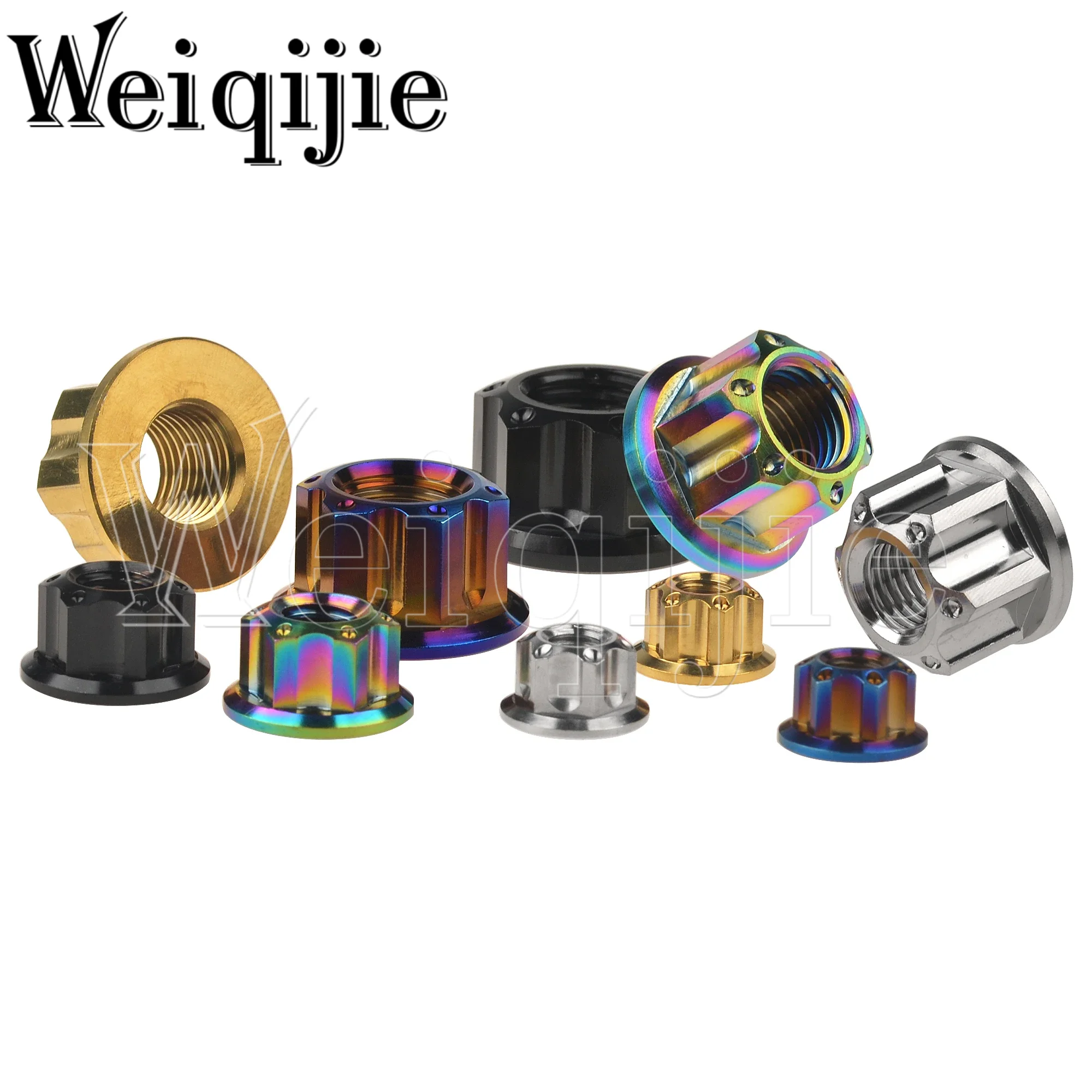 Weiqijie Titanium Nut M6 M8 M10 M12 M14 M16 Torx Flange Nut Hexagon Titanium Nut Fastener for Motorcycle Car Bicycle