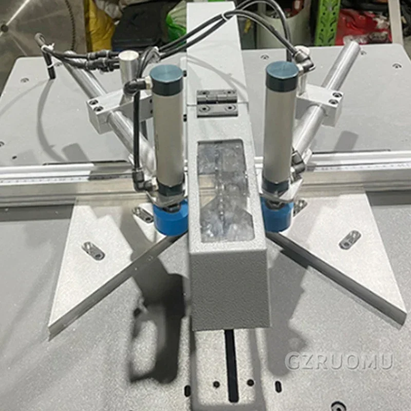 

Полуавтоматический двойной угловой резак 45 ° 90 ° Дверное окно, профиль из алюминиевого сплава, шкаф, деревянная рама, пневматический станок для резки