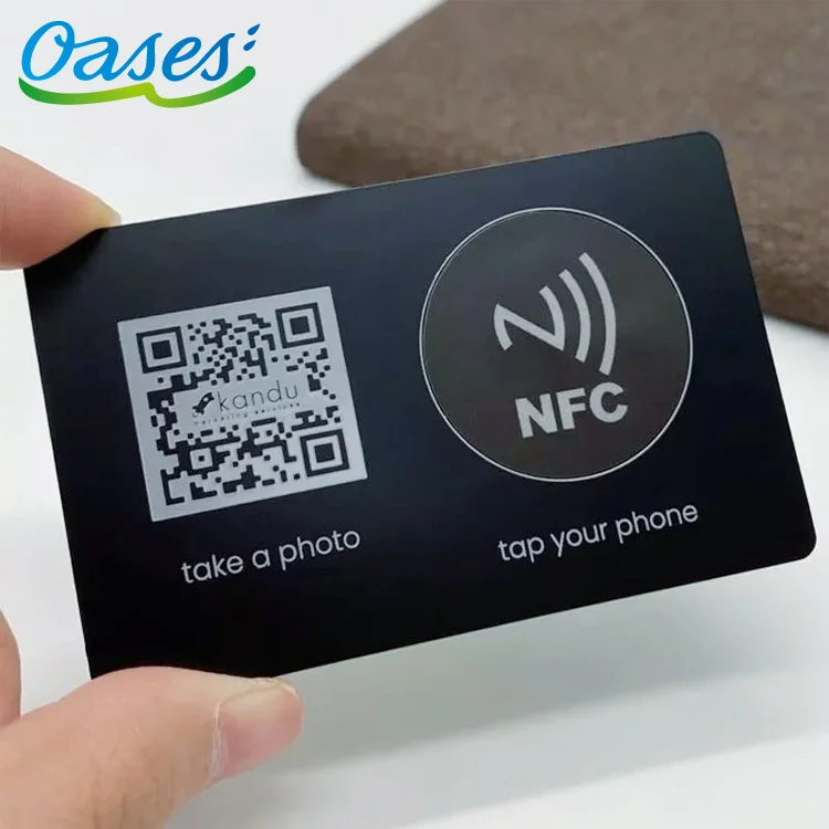 Customized query Customizable Blank RFID-enabled  NFC Interaction Matte Black Metal Business Cards With Precision Cutting Holes