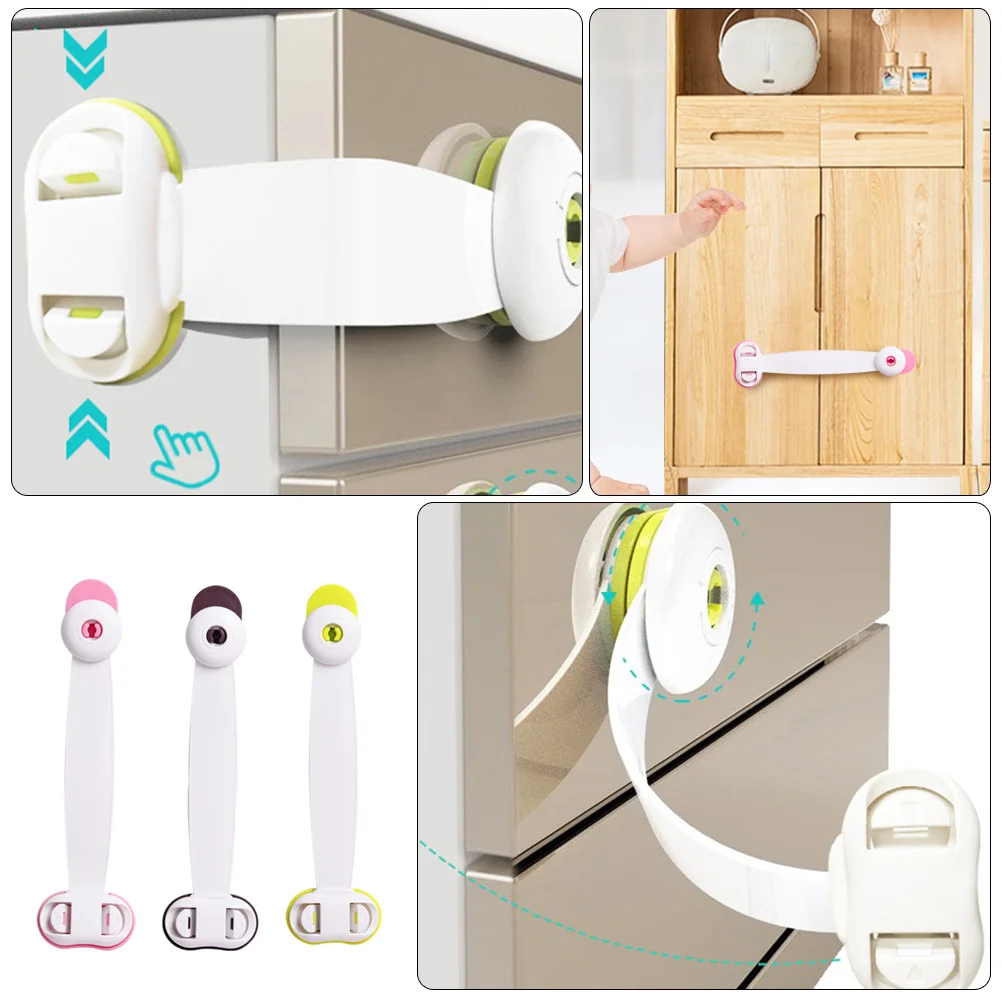 

3pcs Baby Safety Lock For Cabinet Drawer Refrigerator Childproofing Strap Locks Infant Security Kids Proofing Supplies