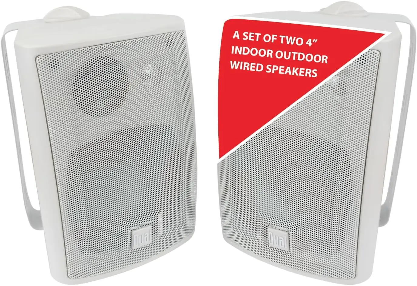 

4" 3-Way Indoor/Outdoor Speakers - Weatherproof, Easy Setup, Stereo Sound for Home, Pool, Patio, Garage, White