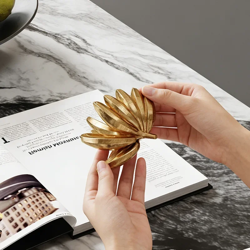 Metal Banana Figurine Simulated Fruit Jasmine Flower Golden Cherries Decorative Figurines Home Decoration Accessories