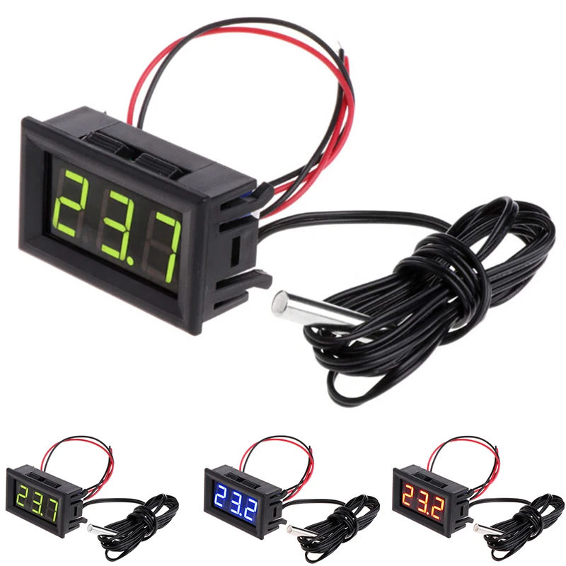 DC5V~12V Mini Digital LED Thermometer For Car Temperature Monitor Panel Meter Measuring Range -50-120℃ With Temperature Probe