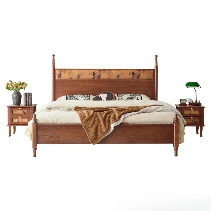 

Full solid wood bed, French, retro, double bed 1.8 meters, bedroom, master bedroom 1.5m