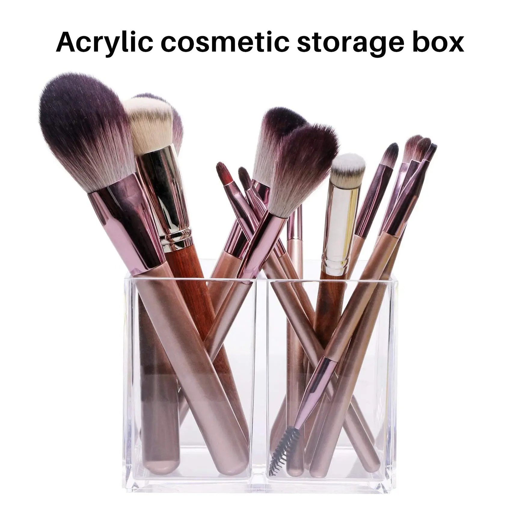 AS53-Clear Acrylic Makeup Brush Holder Pen Pencil Cup Holder Cosmetic Storage Case Desktop Stationery Organizer Compartments for