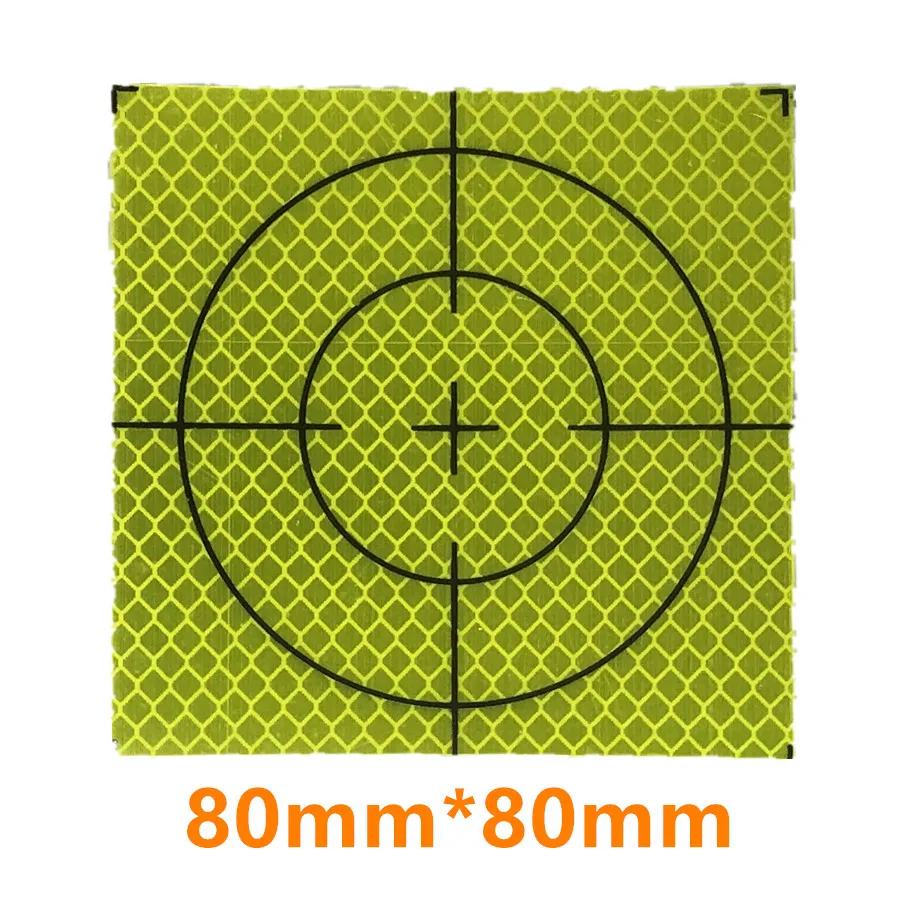 20pcs 8cm Reflector Sheet 80*80 mm For Total Station Survey Fluorescent Green Sheet Reflective tape Sticker