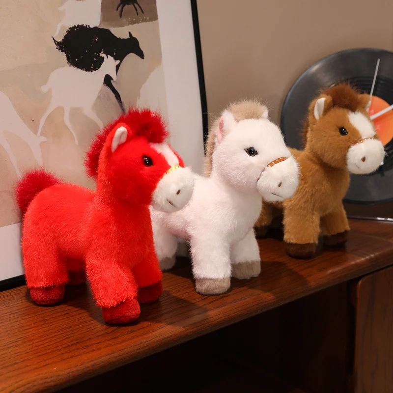 15/25/35cm 작은 말 플러시 장난감 펜던트 말의 해 새해 마스코트 플러시 인형 키체인 어린이 선물 홈 데코