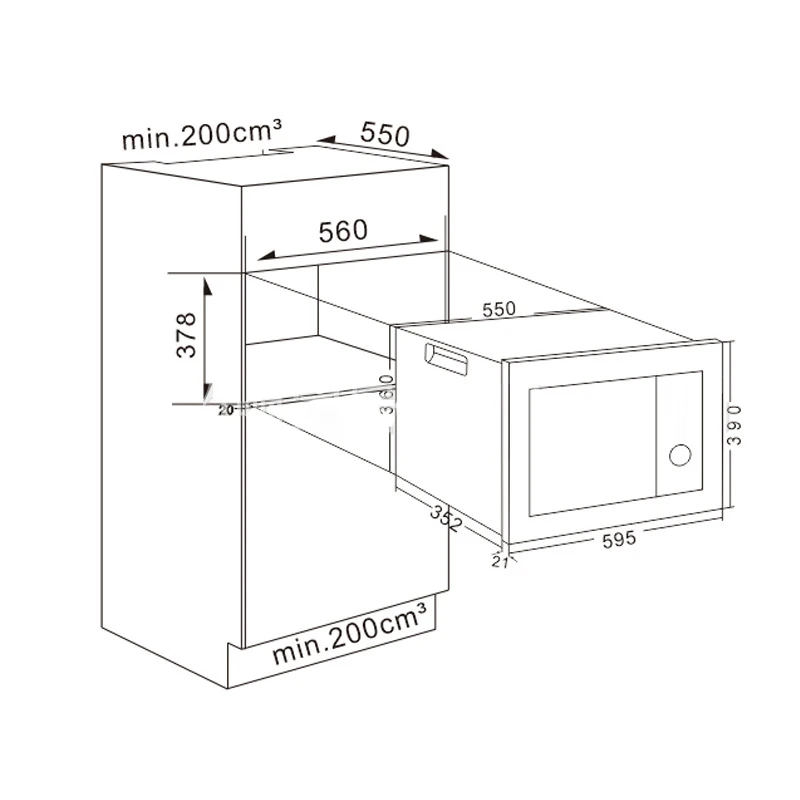 Microwave Oven 25 Liter Fully Automatic Embedded Microwave Oven Small Size Fully Automatic Intelligent Light Wave Oven ED