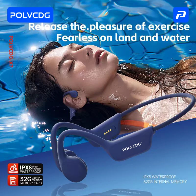 POLVCDG X7 Bone Conduction Headset IPX8 Swimming 32GB MP3 Bluetooth 5.3