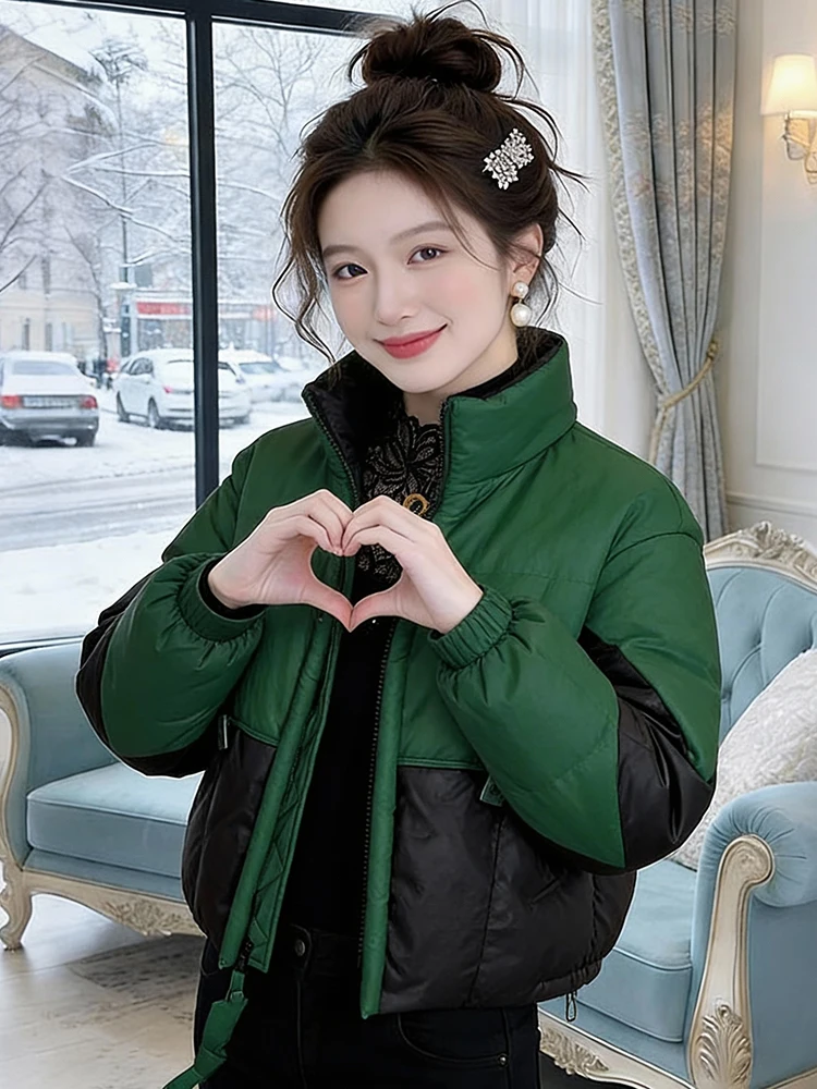 

Warm Fce Lined Thiened Long Sve down Cotton Jaet Women's Outerwear Soft Cotton Gentle Wind Sle Winter Faion