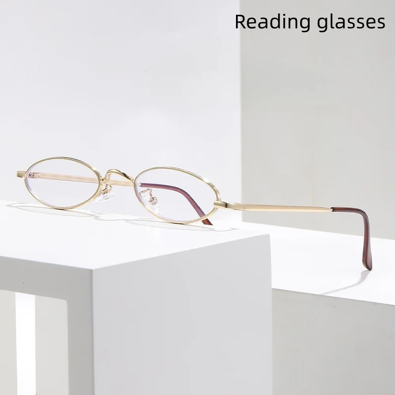 Fashionable Oval Small Frame Metal Eyeglass Frames for Men and Women, Middle-Aged and Elderly Personalized Reading Glasses