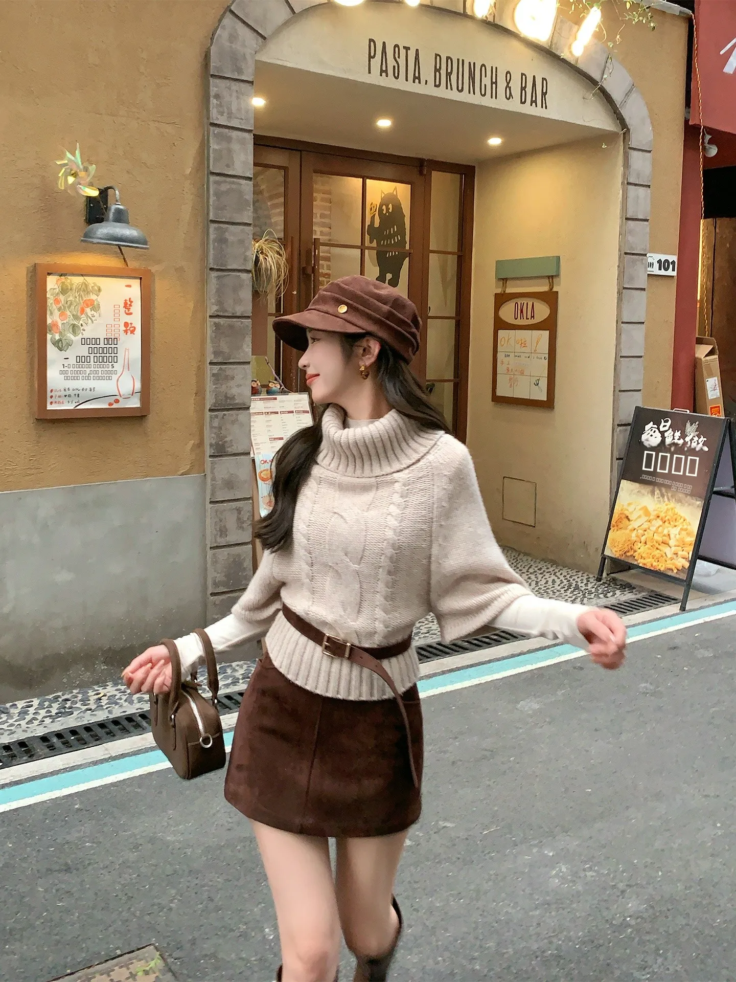 

Модный ретро-комплект: юбка и свитер для женщин, новинка ранней весны, комплект из двух предметов, смесь полиэстера, нейлона и спандекса