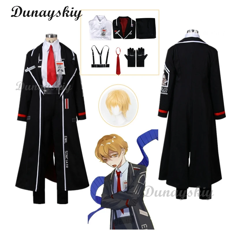 Game Limbus Bedrijf Cosplay Sinclair Kostuum Lange Jas Shirt Broek Uniform Pak Op Maat Voor Mannen Halloween Feest Outfits Pruik