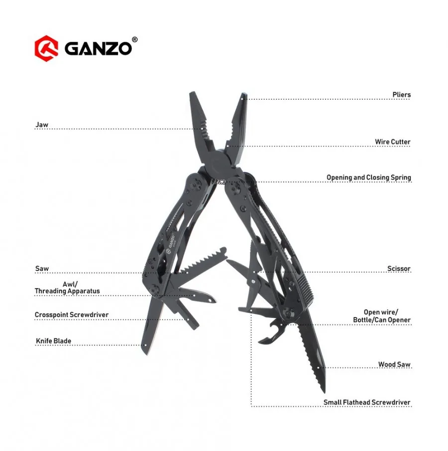 Ganzo plier G202 G202B Multi pliers 24 Tools in One Hand Tool Set Screwdriver Kit Portable Folding Knife Stainless Steel pliers