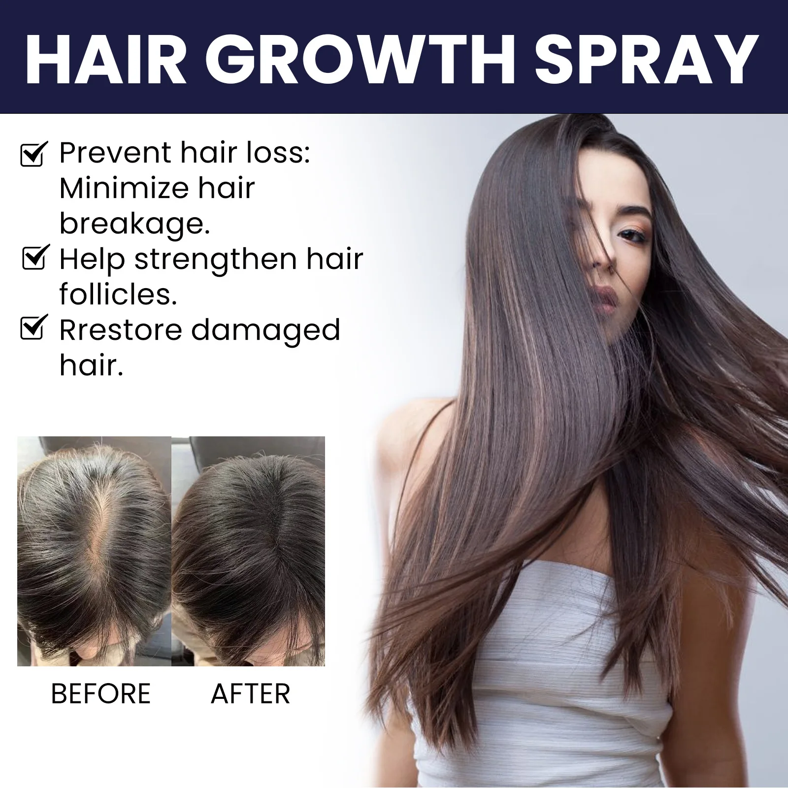 Fast Hair Growth Spray Products Anti Hair Loss Serum Prevent Baldness Treatment Scalp Dry Damaged Essential Oil Hair Beauty 50ml