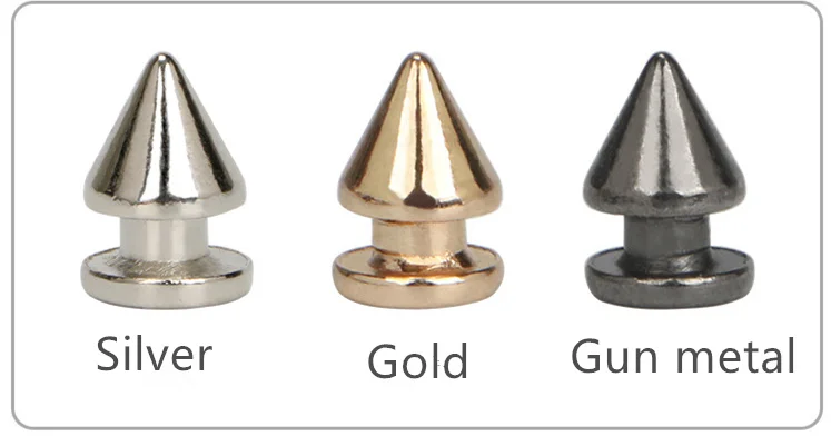 10 Sets Silber Gold Kegel Spikes Schraubbolzen Nieten Metall Baum Spikes und Nieten Metallic Schraubverschluss für DIY Lederbekleidung – Detail 5