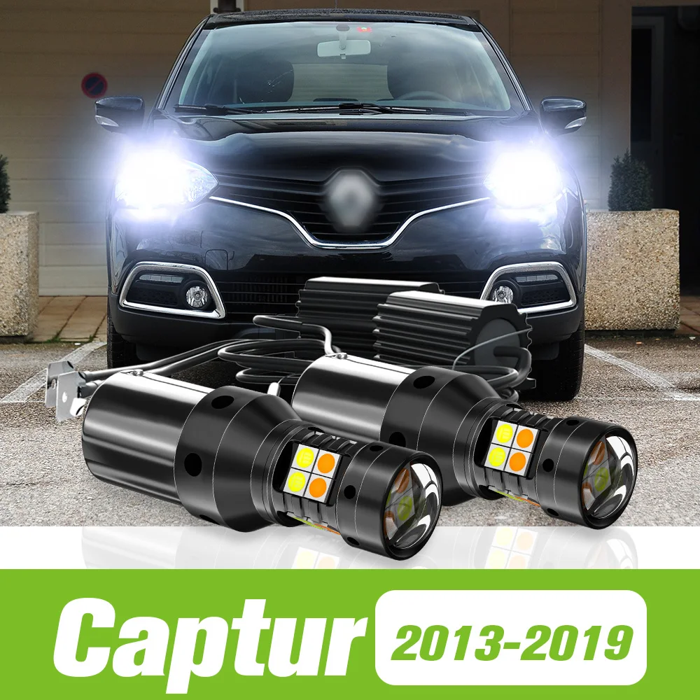 

2pcs For Renault Captur 2013-2019 Dual Mode LED Turn Signal+Daytime Running Light DRL 2014 2015 2016 2017 2018 Accessories