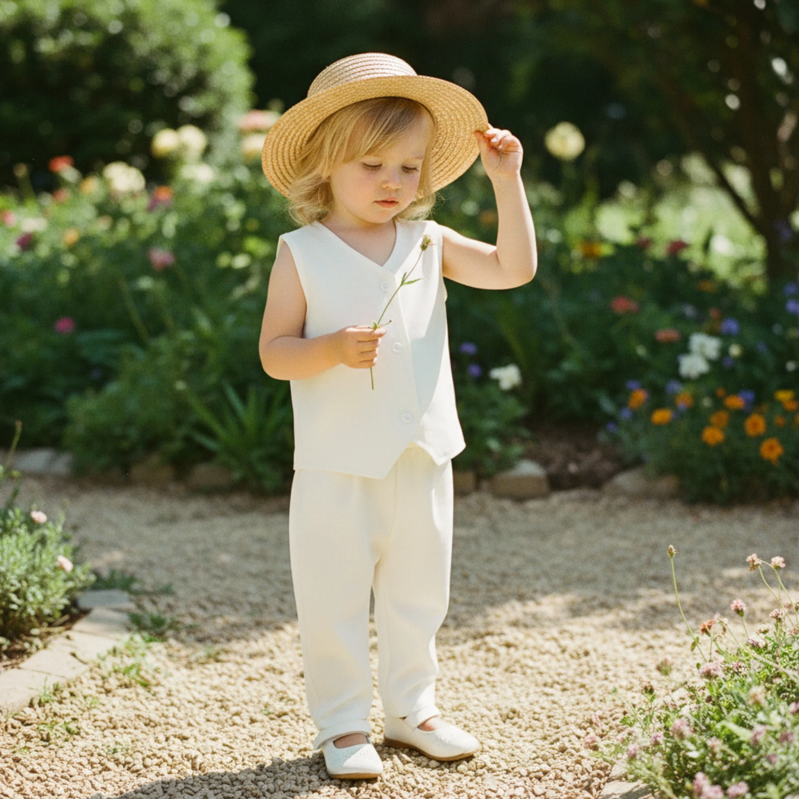 Toddler Baby Girls Clothing Set Fashionable Solid Color Sleeveless V Neck Tops with Pants 2 Pcs Outfit