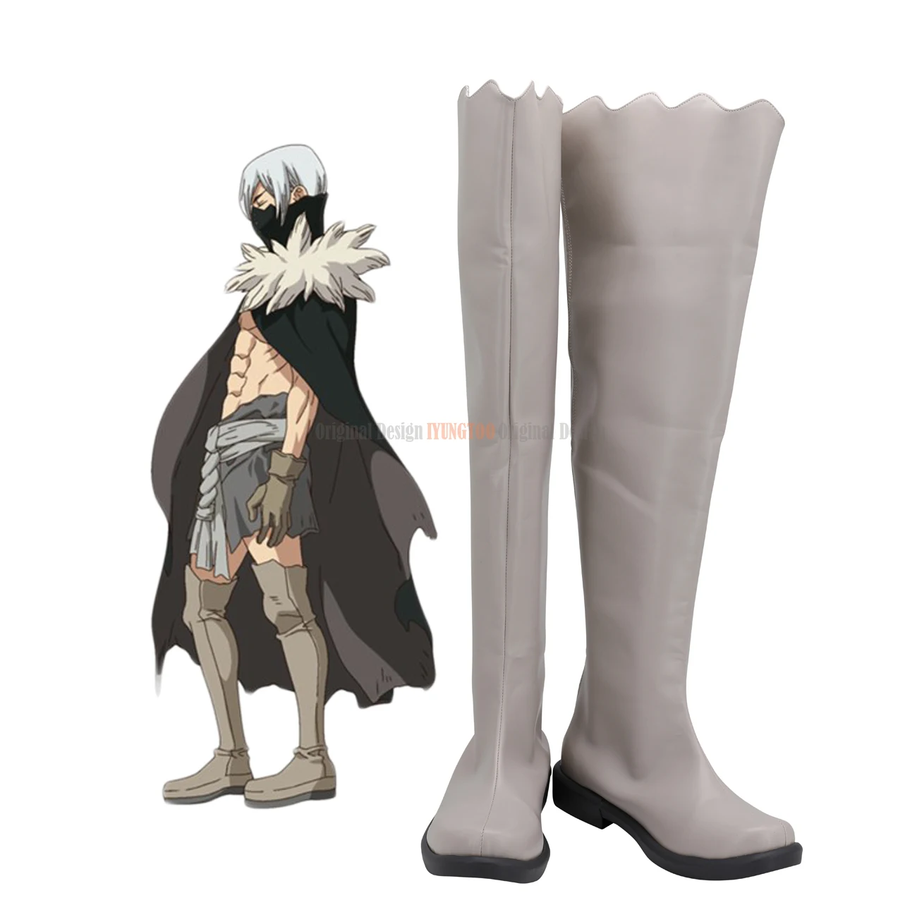 Dr. Stone Hyoga Cosplay Boots Customized Leather Shoes Any Size for Unisex