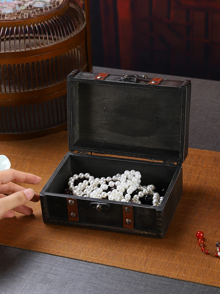 

Retro Loable Wooden Jewelry Box Children's Bracelet Earring Gift Paaging Box Handmade Crt Storage Organizer for Everyone