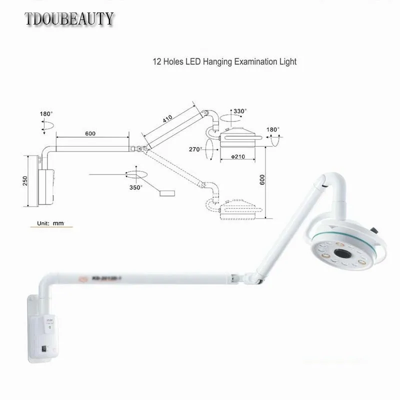 Lâmpada LED de parede Pet Surgery, 36W, luz dental, implante operacional oral, luz de exame médico