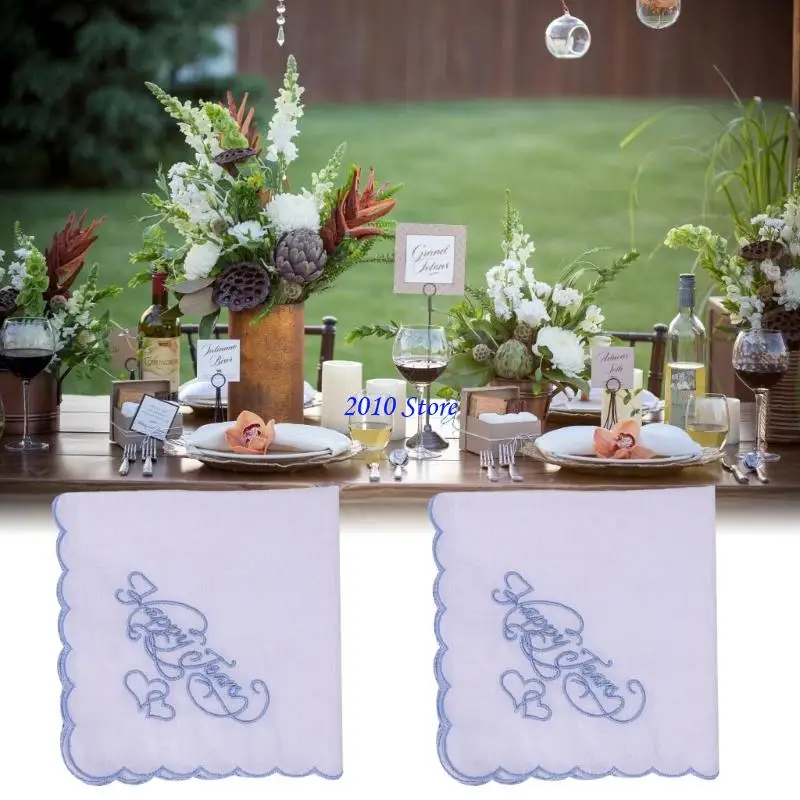 F3mf morbido ricamo bianco cotone bianco Accessorio regalo per ospiti per ospiti 28x28cm