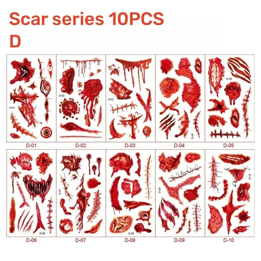 

Кровавые шрамы Хэллоуин Временные татуировки Лицо Патч Водонепроницаемые татуировки Наклейки Паук Шрам Шрам Паук Дизайн DIY